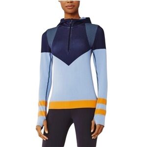 Tory Burch sport quarter zip color block seamless hoodie size Small